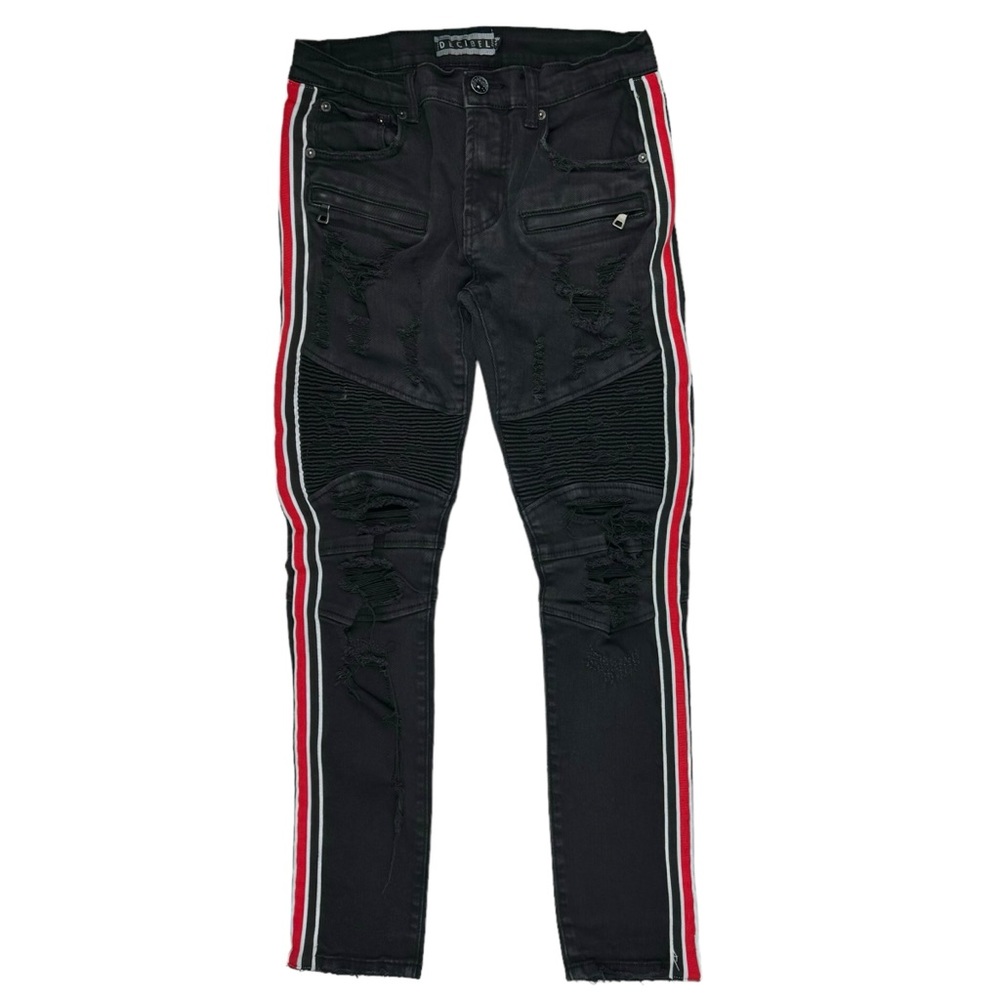 Decibel Sz 32x30 Distressed Skinny Jeans Black Denim Stretch Ripped (Tag 34x32)
